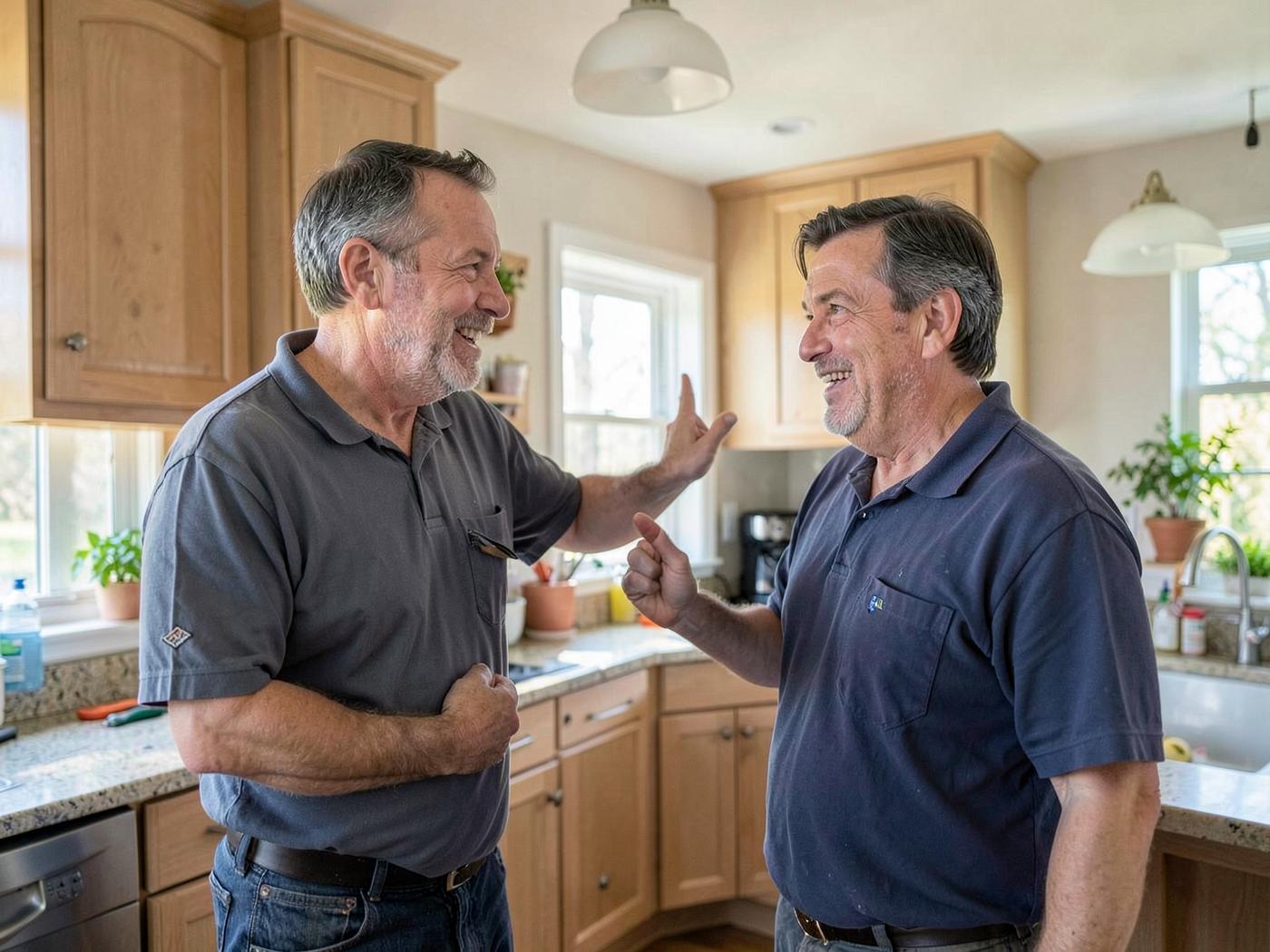 Electrician talking through a lighting project with a homeowner